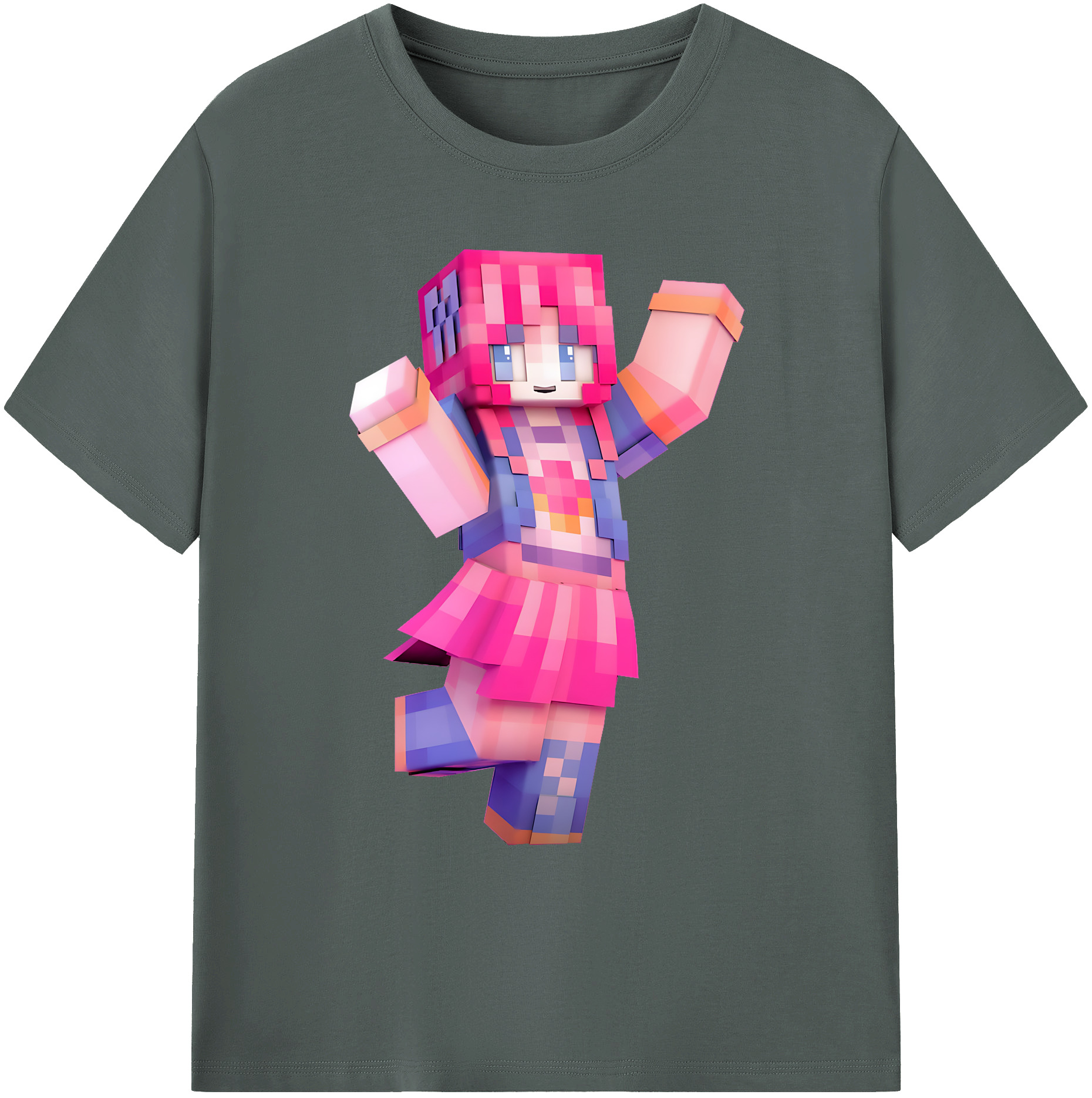 （画像用） マインクラフト ブロックの世界 Minecraft MC Block world 綿100％ メンズ半袖Tシャツ｜肌触りやわらか＆通気性